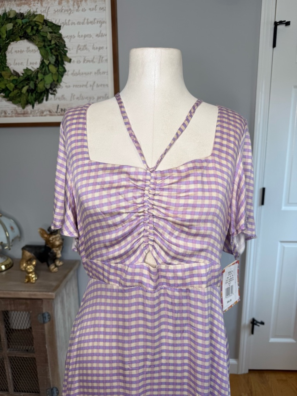 Lilac & White Gingham Tie-Front Dress - Picture 11 of 11